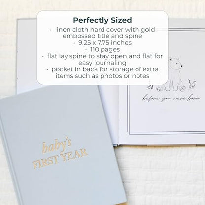 Duncan & Stone Baby Book First Year Memory Keepsake, Linen, Dusty Rose - color: Dusty Rose