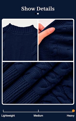 PRETTYGARDEN Long Sleeve Open Front Chunky Cardigan Sweaters for Women Cable Knit Long Cardigans Spring Outfits with Pockets - color: Blue, size: X-Large