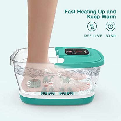 HOSPAN Collapsible Foot Spa, Foot Bath Massager with Heat, Bubble & Massage - color: Sky Blue