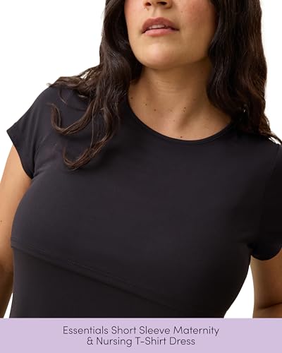 Kindred Bravely Essentials Maternity and Nursing T Shirt Dress Short Sleeve - color: Thyme, size: Medium