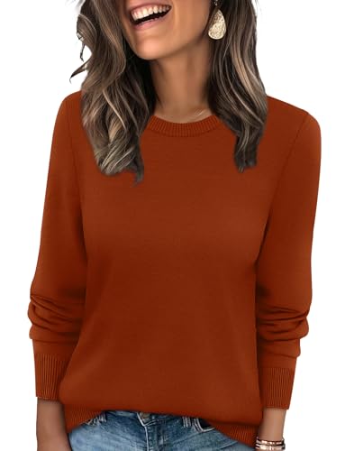WIHOLL Sweaters for Women Lightweight Fall Tops Pullover Long Sleeve Shirts - color: Caramel, size: XX-Large