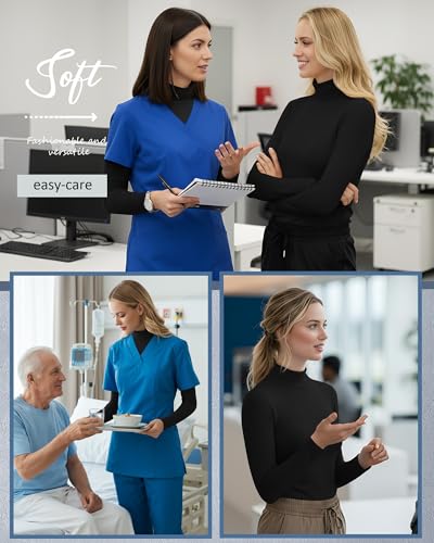 4 Pack Women's Underscrub Shirts - color: Black, size: Small