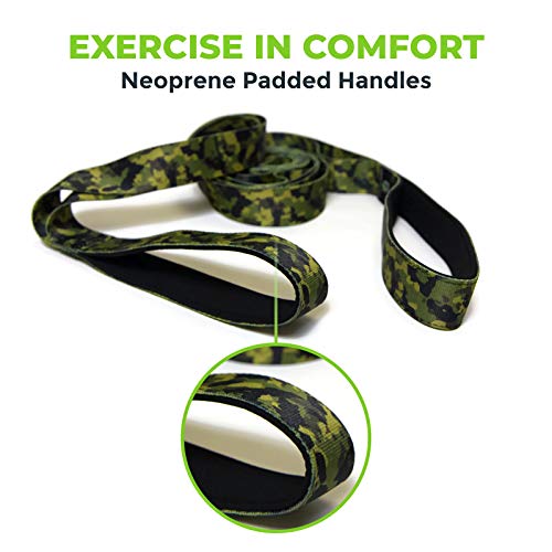 Physical Therapy Stretch Strap with 12 Loops - 1.5 Inch Width - color: Camo, style: Wide Grip