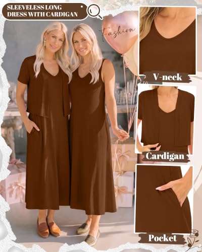2 Piece Maternity Dress Outfits Set - color: Brown, size: XX-Large