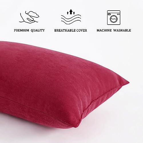 BEDSUM Plush Mini Pillows, 11 x 7, Microfiber, 2 Pack, Red - color: Red, size: 11x7 inches