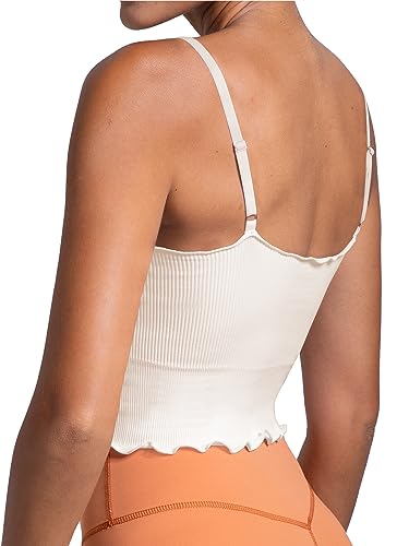 Sunzel 2 Pack Women's V Neck Ribbed Camisole Tank Tops with Ruffle Trim - color: Black&beige, size: X-Small-Small
