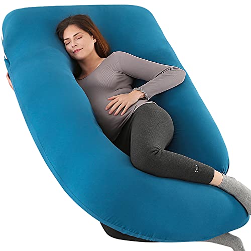 Elover U Shaped Pregnancy Pillow,Full Body Maternity Support - color: Jersey -Royal Blue