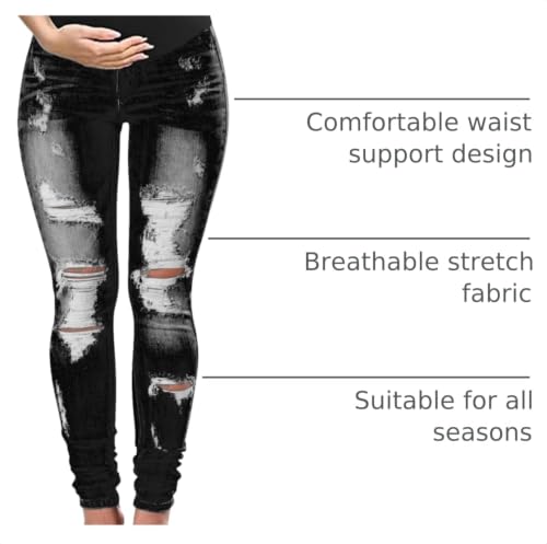 Maternity Jeans Over The Belly Slim Stretch Maternity Work Pants and Pocket - color: Black, size: Small