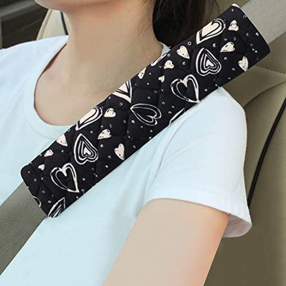 Amooca 2 Pack Seat Belt Covers Soft Shoulder Pad for Cars & Backpack - color: Black Heart