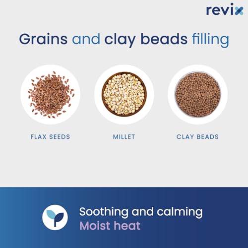 REVIX Extra Large Microwavable Heating Pad for Back, Moist Heat Wrap - color: Beige
