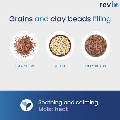 REVIX Extra Large Microwavable Heating Pad for Back, Moist Heat Wrap - color: Beige