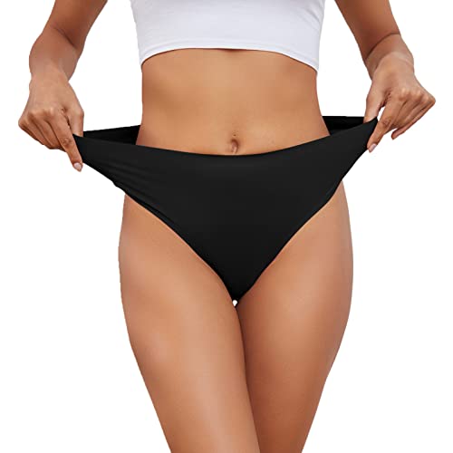 No Show High Rise Bikini Panties Women's Seamless Underwear Pack - color: Black-4pack, size: X-Large