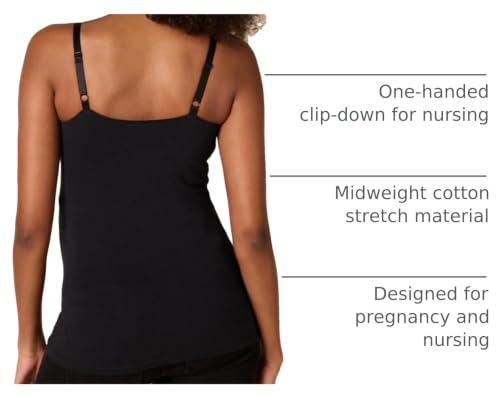 Amazon Essentials Women's Maternity Nursing Camisole with Adjustable Straps and Built-in Shelf Bra, Pack of 2 - color: 2-pack Black/Stripe, size: X-Small