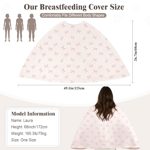 Basumee Nursing Cover for Breastfeeding Breathable Mesh 360 Full Privacy - color: Dusty Pink Bows, size: 1 Pack