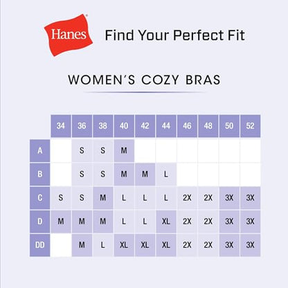 Hanes Women's Cozy Wireless Bra, Full-Coverage Pullover Bra, Seamless T-Shirt Bra - color: Black, size: XX-Large