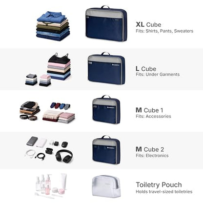 Traveler's Choice Cloverland Packing Cubes, 5-Piece Set, Navy - color: Navy