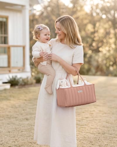 Blissful Diary Baby Diaper Caddy Organizer, Nursery Storage, Blush Pink - color: Blush Pink