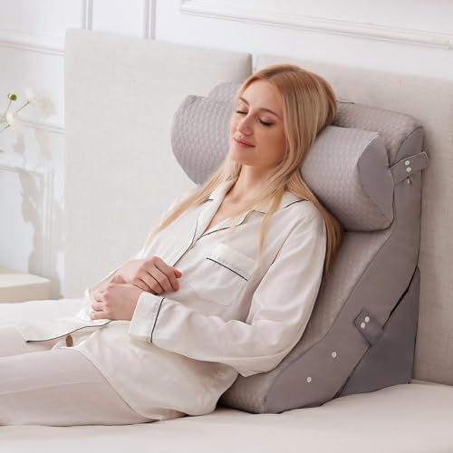 Ruqmuis Wedge Pillow Set for After Surgery, Bed Wedge Pillow, Grey - color: Grey, size: 3pcs