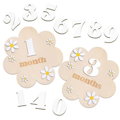 3D Daisy Baby Monthly Milestone Sign Cards, White - color: White
