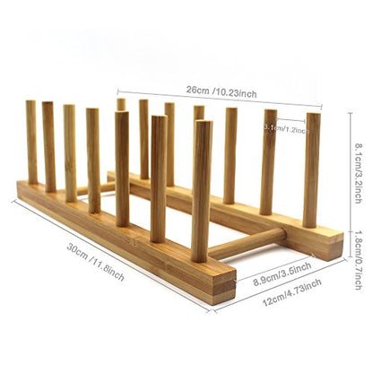 Bamboo Wooden Plate Racks Dish display Holder Kitchen Storage, Pack of 2 - size: Pack of 2