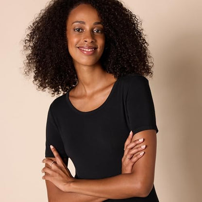 Amazon Essentials Women's Jersey Standard-Fit Short-Sleeve Crewneck Side Slit Maxi Dress - color: Black, size: Medium