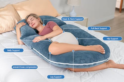 INSEN Pregnancy Pillows, Multi-use Maternity Pillows for Sleeping and Nursing, Sit up Pillow for Adults (Blue) - color: Blue