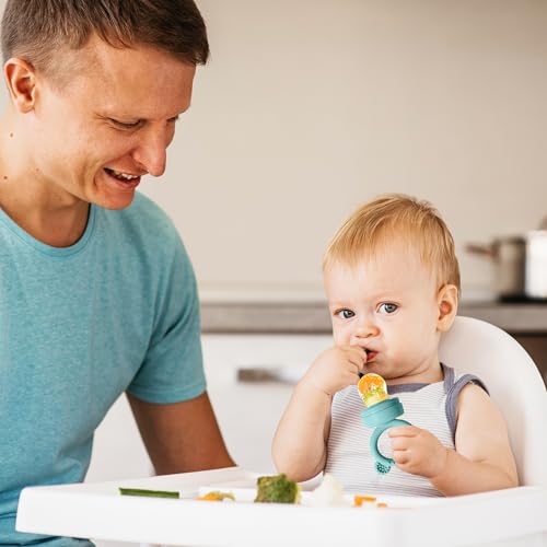 BigSpinach Silicone Baby Food Freezer Tray with Teething Popsicle Molds - Baby Fruit Feeder and Breastmilk Teether Combo - color: Green