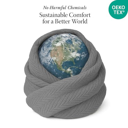 Threadmill Luxury 100% Cotton King Herringbone Blanket, Dark Grey - color: Dark Grey, size: King (106" x 92")