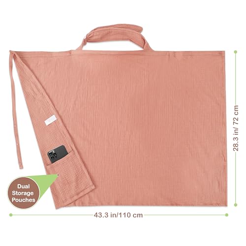 100% Organic Cotton Breastfeeding Nursing Cover 43x28 in Versatile - color: Rust