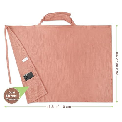 100% Organic Cotton Breastfeeding Nursing Cover 43x28 in Versatile - color: Rust
