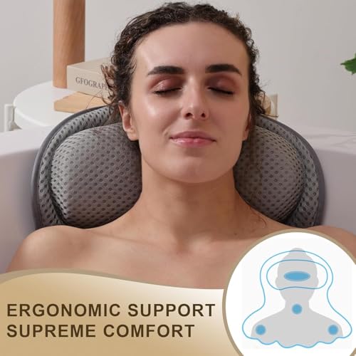 Bathtub Pillow, Luxury Bath Pillow for Tub Head Neck and Back Support, Gray - color: Gray