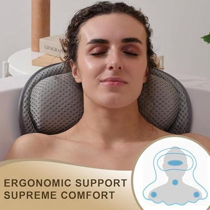 Bathtub Pillow, Luxury Bath Pillow for Tub Head Neck and Back Support, Gray - color: Gray
