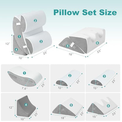 Hansleep Bed Wedge Pillow Set for After Surgery 6P, Reading Pillows, 23" - color: White, size: 6pcs-23.6x27''