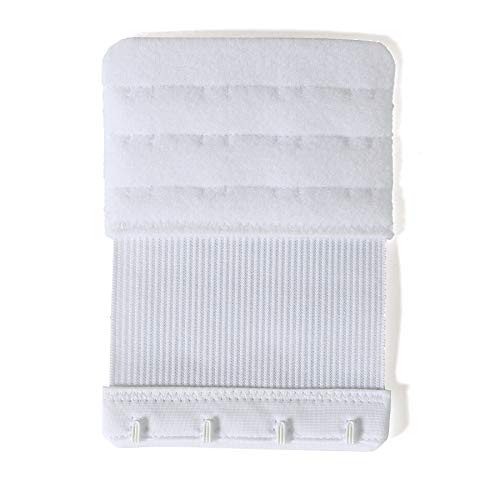 Bra Extenders 4 Hook Elastic Stretchy Bra Extensions Strap Comfortable 3pcs-Pack - color: White, 4 Hook 3/4 Inch Spacing