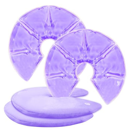 Breast Therapy Ice Packs Hot Cold 2 Pack Gel Pads for Breastfeeding Relief - color: Purple