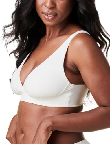 Bravado Designs Ballet Seamless Crossover Maternity Nursing Bra, Comfortable Breastfeeding Bra - color: Antique White - Sustainable Fabric, size: Medium