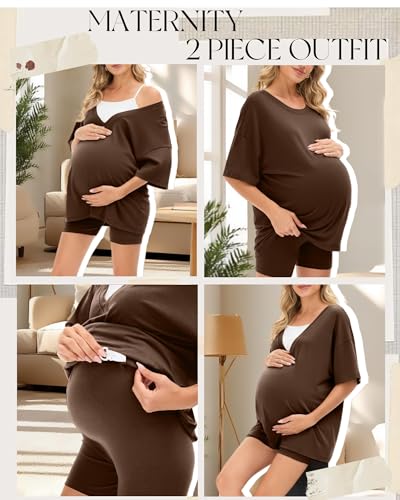Women's 2 Piece Maternity Oversized Set - color: Chestnut, size: X-Large