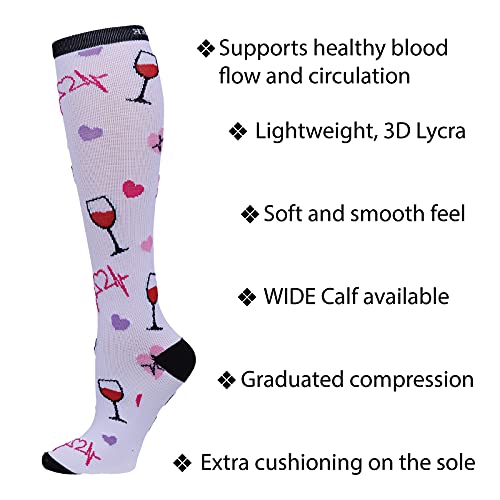 Cherokee Legwear Compression Socks for Women 10-15 mmHg (1-Pair Pack) - color: Neon Hearts, size: Extra Wide
