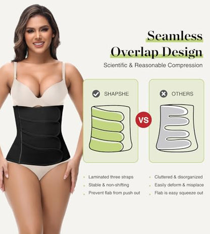 SHAPSHE Postpartum Belly Band Adjustable Wrap for Abdomen Compression - color: Black 4 Velcro, size: XX-Large
