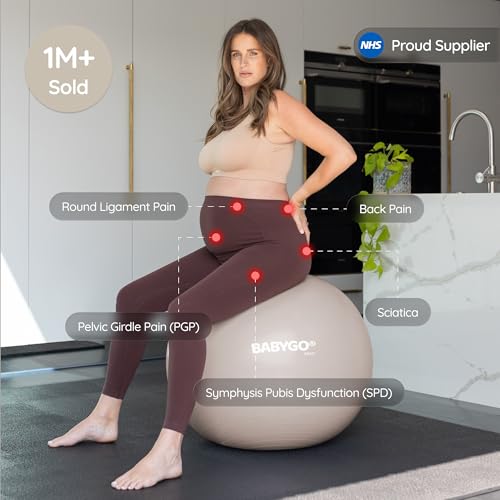 BABYGO Birthing Ball, Pregnancy & Labor, Award Winning Book - color: Oatmeal, size: 65cm - Electric