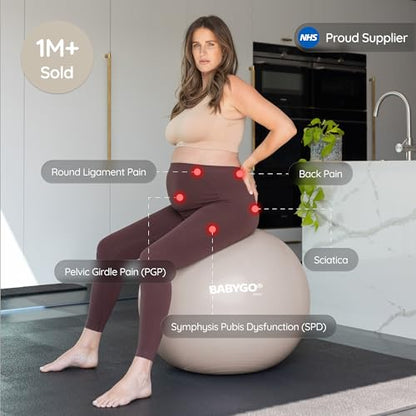 BABYGO Birthing Ball, Pregnancy & Labor, Award Winning Book - color: Oatmeal, size: 65cm - Electric