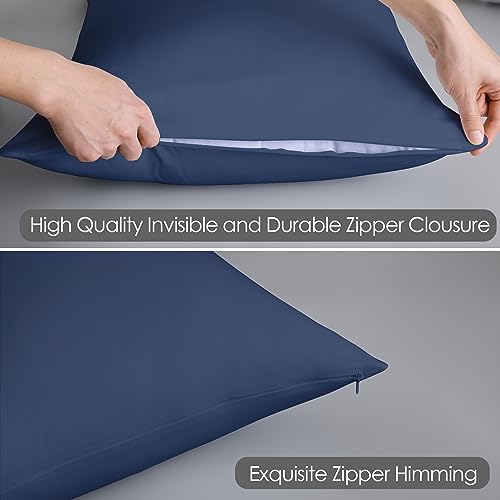 100% Egyptian Cotton Pillow Protectors Set of 4 Standard Size - color: Navy Blue, size: Standard 4Pack