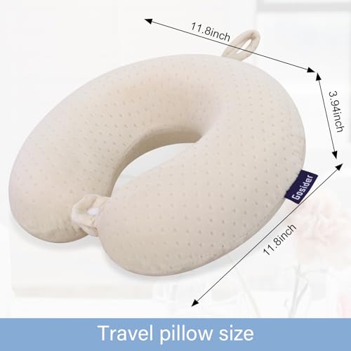 Memory Foam Neck Pillow, Travel Neck Pillow, Beige - color: Beige
