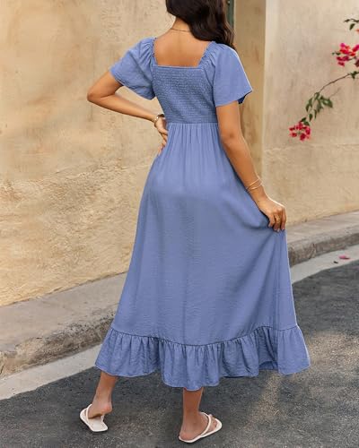 BTFBM Womens Summer Dresses 2026 Wedding Guest Maxi Dress - color: Blue, size: Medium