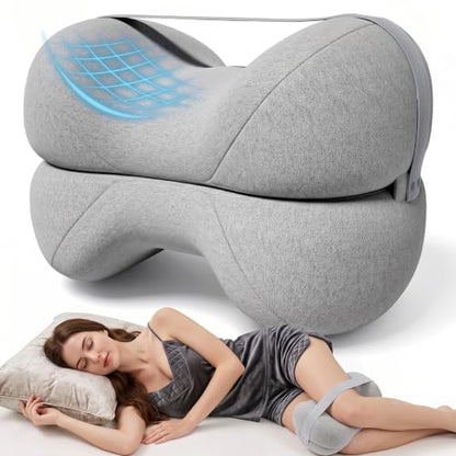 Memory Foam Wing Support Knee Pillow for Side Sleepers Gray - color: Light Gray