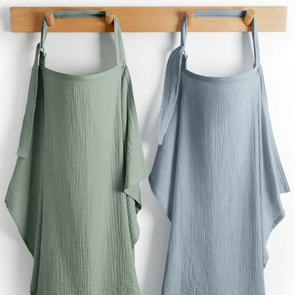 Muslin Nursing Cover Pack of 2 and Swaddle Blankets Bundled by Comfy Cubs