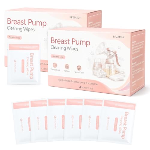 Breast Pump Cleaning Wipes, Travel Quick Clean Pump Part Wipes 60 Count - size: 1 Count (Pack of 60)