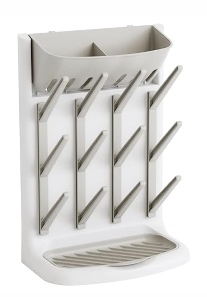 GoMaihe Baby Bottle Drying Rack: Space Saving Vertical Bottle Dryer Holder - color: Beige, size: Upgraded
