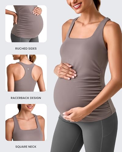G4Free BareFeel Maternity Tank Tops with Removable Pads Pregnancy Clothes - color: Taupe, size: Medium