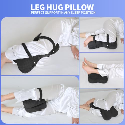 Foldable Knee Pillow for Side Sleepers - Adjustable 3.5-7in - color: Qpg-black